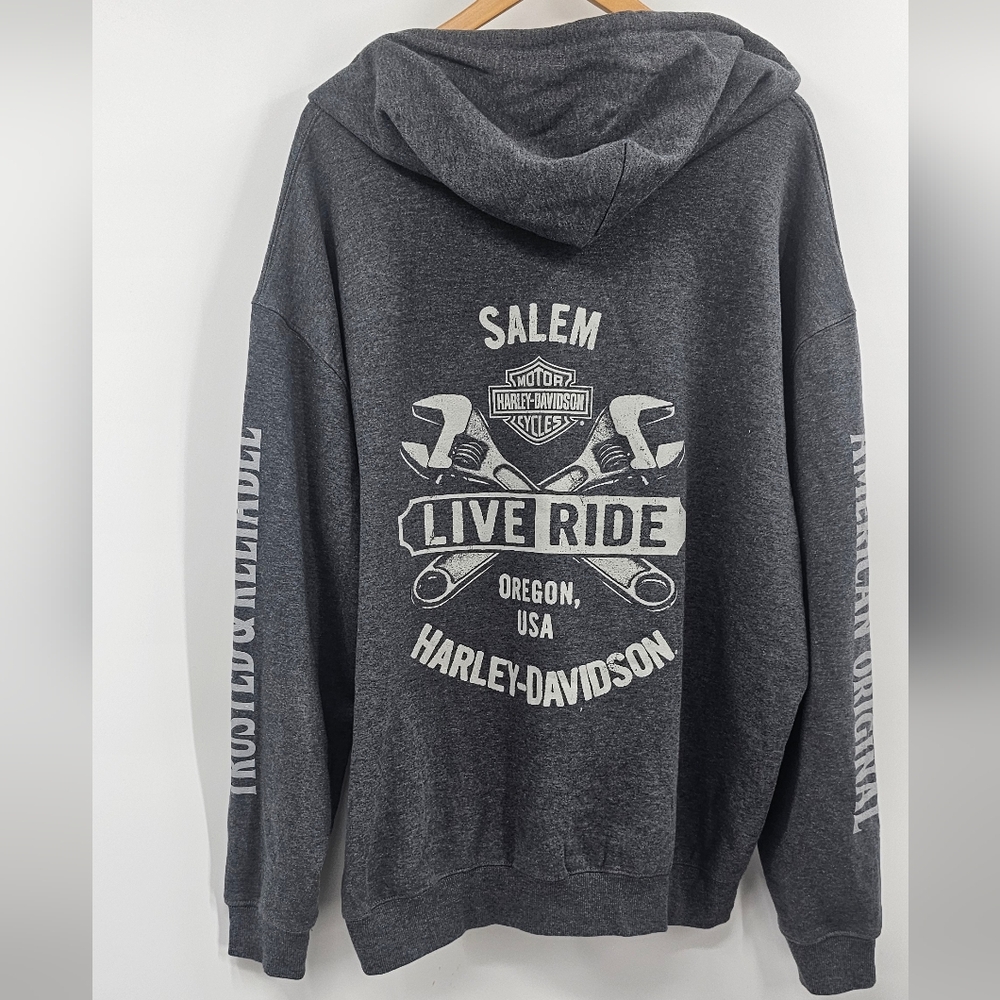Harley-Davidson Gray Zip-Up Hoodie Size 2XL